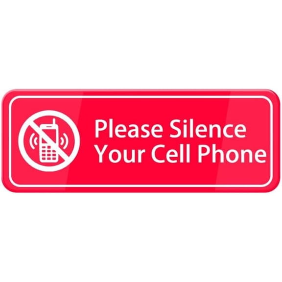 Please Silence Your Cell Phone Sign, 10"X3" Acrylic Warning Sign, Door Wall Labels Sign For Offices Businesses House Home