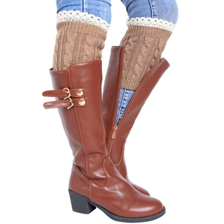 

fvwitlyh Thigh Highs with Garter Belt Women Casual Autumn And Winter Half Solid Color Texture Knitted Garter Thigh Highs