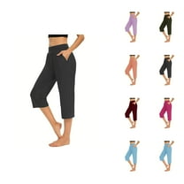 Capri Pants for Women 2025 Casual Loose High Waist Stretchy Straight Leg Capris with Pockets Womens Cropped Pants