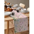 thumbnail image 3 of Flower Pink Burlap Cotton Table Runner 14x72 Inches Long, Blue Pink Daisy Wildflower Floral Botanical Farmhouse Table Runners, Outdoor Dining Tablecloths Decor for Baby Shower/Party/Wedding, 3 of 6