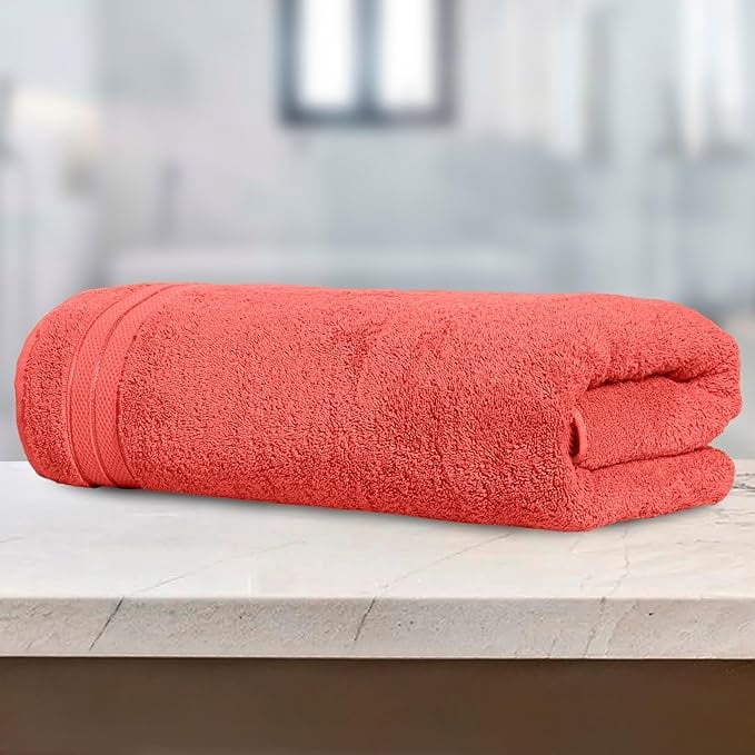 Elegant Comfort Turkish Cotton Jumbo Bath Towel, 1-Piece, 35" x 70", Highly Absorbent - Soft Bathroom Towel, Coral