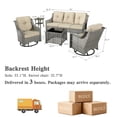 thumbnail image 5 of Ovios 5 Pieces Outdoor Patio Furniture Set High-Back Rattan Wicker Conversation Set Outdoor Sectional with Swivel Chairs & Solar Light Coffee Table, Beige, 5 of 11