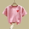 thumbnail image 5 of Avrnliq Girls' Pink 100% Cotton Heart Graphic Crew Neck Short Sleeve Tee, Size 2-13, Comfortable for Playtime & Valentine’s Day, Walmart US Exclusive,Size 3-4 T, 5 of 6