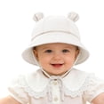 thumbnail image 6 of KPOPLK Baby Girl Wide Brim Bucket Hats with UPF 50+ Outdoor Adjustable Beach Hat with Sun Hat(3-12 Months,White), 6 of 7