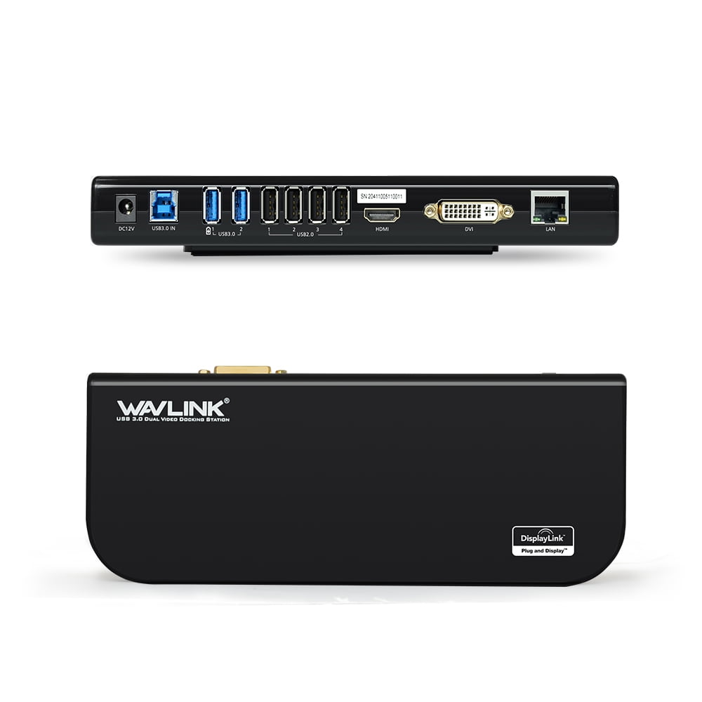 Wavlink USB 3.0 Universal Dual Display Docking Station Support HDMI / DVI / VGA with 6 USB Ports
