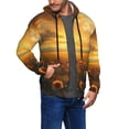 thumbnail image 2 of Wukai Sunflower Sunset Rainfall Print Men's Zip-Up Hoodie,Fleece Full-Zip Hoodie for Men, Hooded Sweatshirt-Medium, 2 of 5
