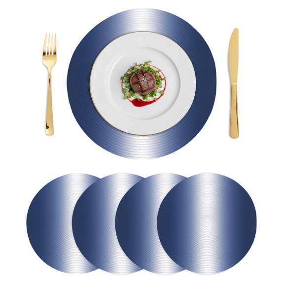 Round Placemats Navy Blue Ombre 15 inch Set of 4 Table Mats for Dining Table Abstract Minimalist Art Gradient Heat Resistant Non-Slip Kitchen & Home Decorative Place Mat Set
