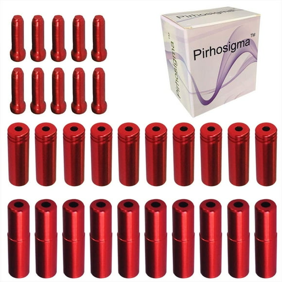 Pirhosigma (Total 30 Pcs 10 Pcs 5Mm Red Alloy Road Mountain Bicycle Bike Brake Cable Tips Caps End Crimp + 10 Pcs 4Mm Shift Derailleur Cable Tips End + 10 Pcs Cable End Crimps