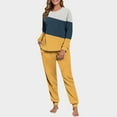 thumbnail image 2 of AINIYS Womens Pjs 2 Piece Crewneck Long Sleeve Pullover Pajamas Cuffed Pants Soft Color Block Sleepwear Casual Loungewear Sets Yellow Pajamas for Women _j M, 2 of 7