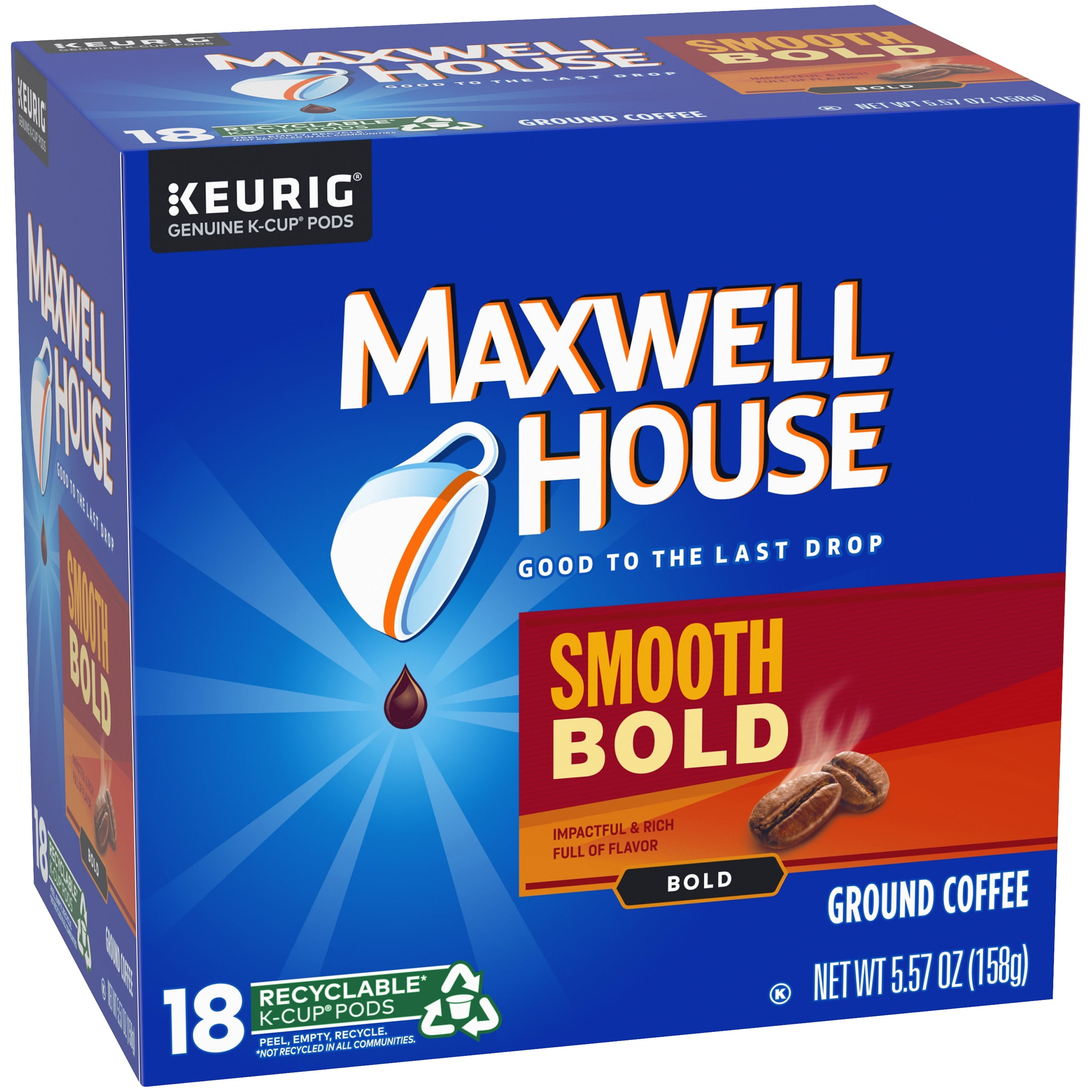 Maxwell House Smooth Bold Dark Roast K-Cup® Coffee Pods, 18 ct Box