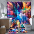 thumbnail image 6 of Lalilo 4 Pcs Vivid Shower Curtain Sets with Rugs for Bathroom Decor,Color Splash Series Fractal and Bathroom Curtain Set with Mats, 6 of 6