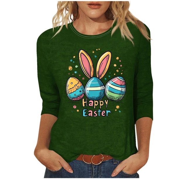 Camisetas Casuales de las Mujeres Impresas 3/4 Manga Cuello Redondo Blusa, Moda Ligera Superior para el Hogar Y el Uso Diario, Cómoda Imitación de la Tela Del Estante
