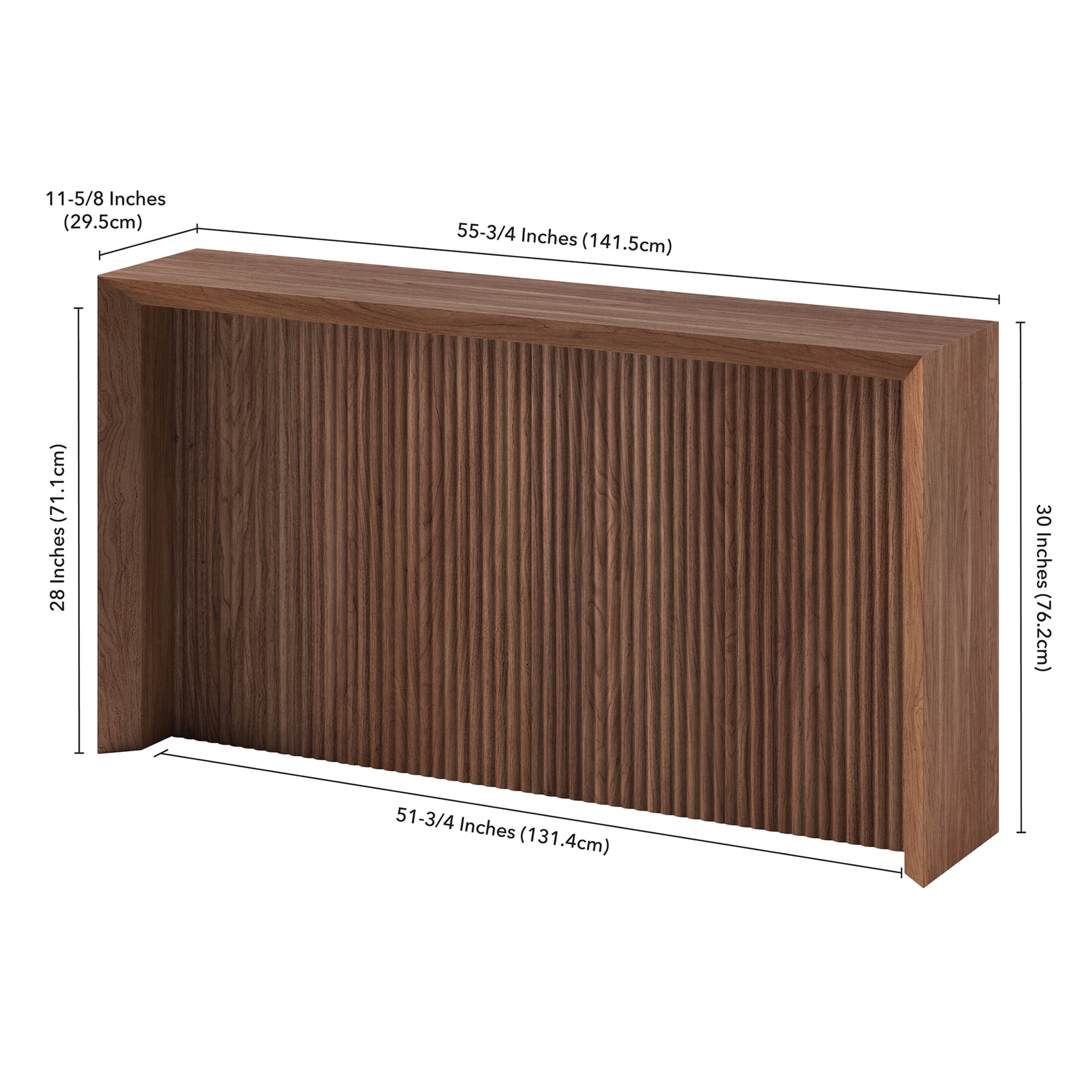 Evelyn&Zoe Modern/Contemporary 56" Wide Satin Walnut Console Table
