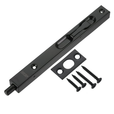 Flush Bolt, 8" 304 Stainless Steel Security Door Guard Latch, Black