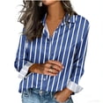 thumbnail image 4 of Striped Button Down Shirts for Women Striped Long Sleeve Collared Blouse Tops Business Office Oversized Boyfriend Blouses Collared Work Tops Shirt, 4 of 5