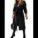 thumbnail image 2 of Chaqueta Clásica de Mujer con Solapa, Larga, Abertura Frontal y Cinturón, Abrigo Extra de Lana Negro XXL, 2 of 6