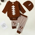 thumbnail image 2 of DHFJKG Newborn Baby Boy Rugby Outfit Long Sleeve Bodysuit And Striped Pants Hat 3 Piece For Infant Toddler Sport Theme Versatile Sets, 2 of 9