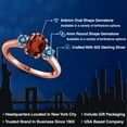 thumbnail image 2 of Gem Stone King 18K Rose Gold Plated Silver Ring Garnet and Persian Blue Moissanite (1.96 Cttw), 2 of 6