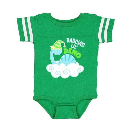 

Inktastic Babcia s Lil Dino with Cute Blue Baby Dinosaur Gift Baby Boy or Baby Girl Bodysuit