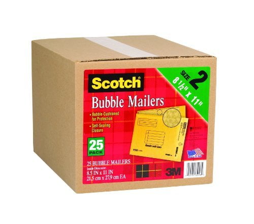 Size #2 Fоur Расk 8.5 x 11-Inches Scotch Bubble Mailer 25-Pack 