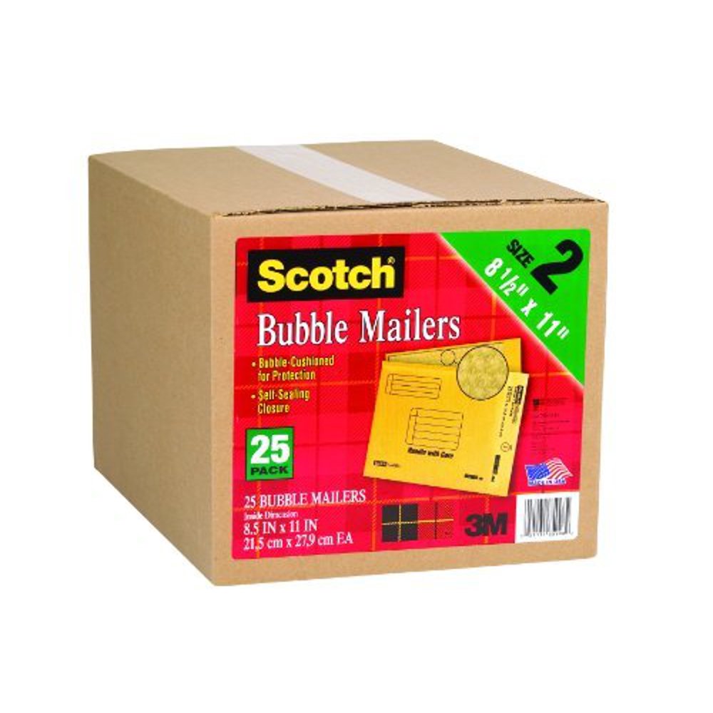 Scotch Bubble Mailer 8 5 X 11 Inches Size 2 25 Pack Walmart 