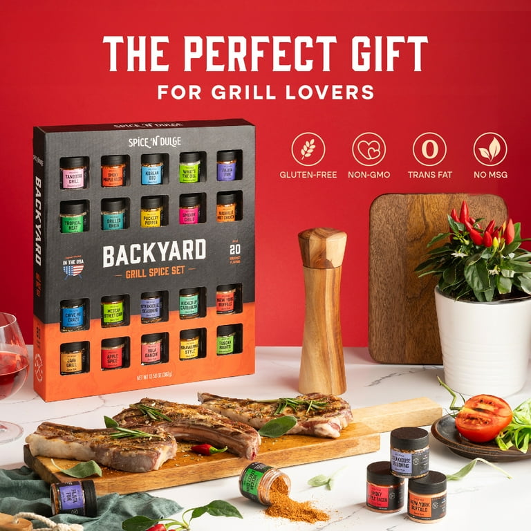Spice N Dulge Backyard Grill Seasoning Gift Set, 20 Chef-Approved