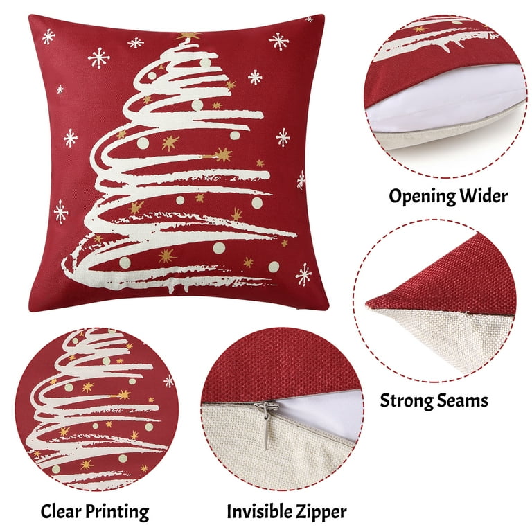 GlowSol 12x20 inch Christmas Throw Pillow Covers Set of 4 Elk Snowflakes  Xmas Tree Xmas Decorations Sofa Couch Rectangle Cushion Cases for Bedroom