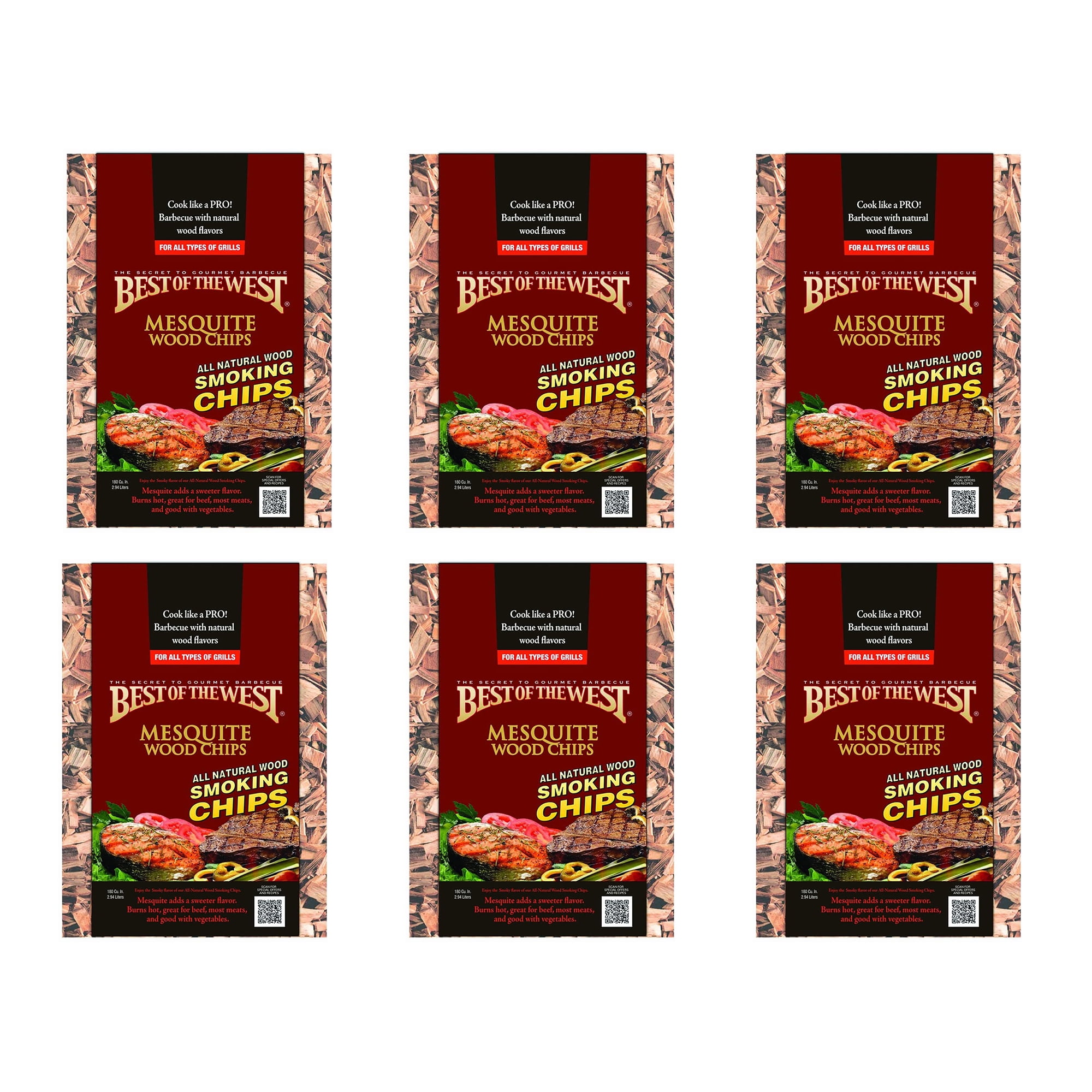 Best of the West Natural BBQ Mesquite Wood Smoking Chips, 180 Cu Inches