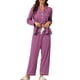 thumbnail image 2 of INSPIRAR CHIC Pijamas de Dormir para Mujeres Modal con Botones de Manga Larga y Pantalones Conjunto de Ropa de Casa XS Púrpura, 2 of 5