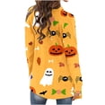 thumbnail image 3 of Cardigan Sweater for Women Lightweight Loose Casual Open Front Pumpkin/Ghost Printed Long Sleeve Jacket Outwear (Medium, Yellow), 3 of 5