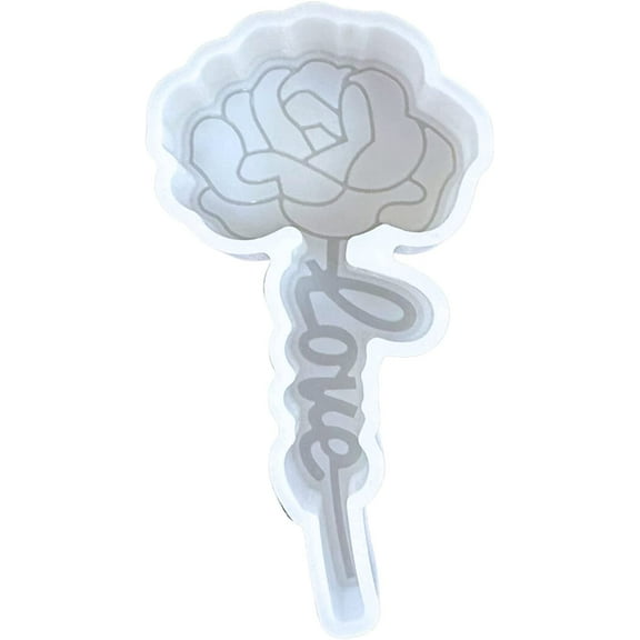 Rose Love Cursive Stem Car Freshie Silicone Mold  5x2.5 for Scented Aroma Beads Car Candle, Soap Oven Safe to Bake Heat Resistant Valentines Day Heart Compass