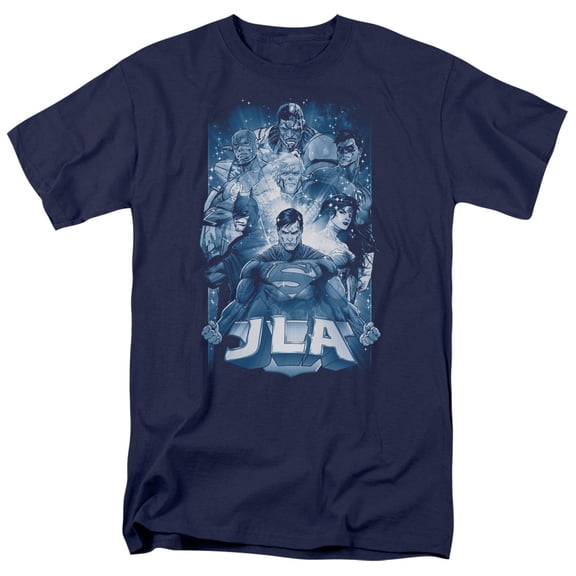 JLA Justice League Burst S/S Adult 18/1 T-Shirt Navy