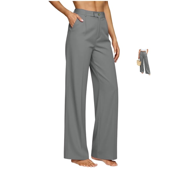 Clossjun Women's Wide Leg Work Dress Pants High Waisted Flowy Daily Wear Business Casual Palazzo Bottoms Summer Fall Offce Trousers With Pockets XL