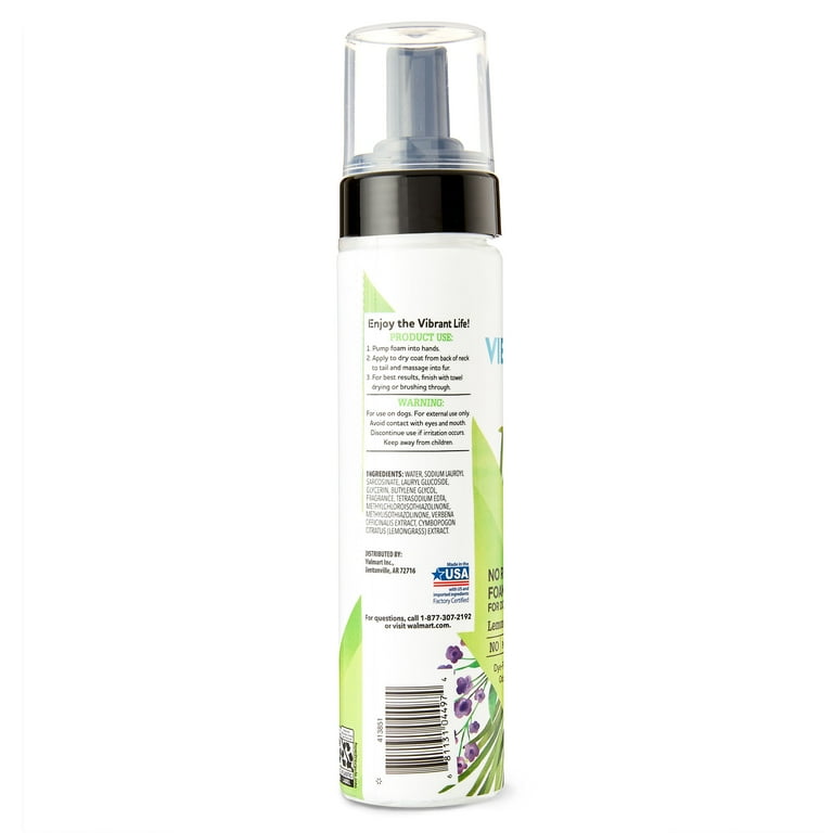 Vibrant Life No Rinse Foam Dog Shampoo Lemongrass Verbena 8 fl oz Walmart