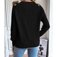 thumbnail image 6 of Katigan Women Cute Cold Shoulder Pullover Sweaters Knitted Cozy Fitted Long Sleeve Trendy Sweater Black XL, 6 of 7
