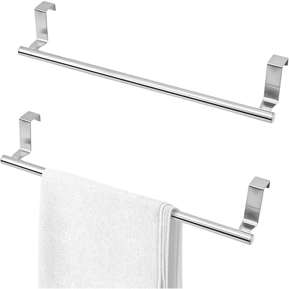 2 Pack Over Cabinet Door Towel Rack, 14" Kitchen Towel Holder, Stainless Steel Towel Bar Hand Towel and Dish Towel Holder for Kitchen Bathroom