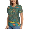 thumbnail image 2 of Women T Shirts Short Sleeve Summer V Neck Tops, Ornamental Snails Abstract Snail, 2 of 6