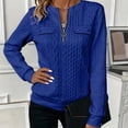 thumbnail image 6 of Stamzod Womens Quarter Zip Pullover Sweatshirts Dressy Casual Textured Tops Spring Fall Crewneck Sweatshirt Blue E L, 6 of 8