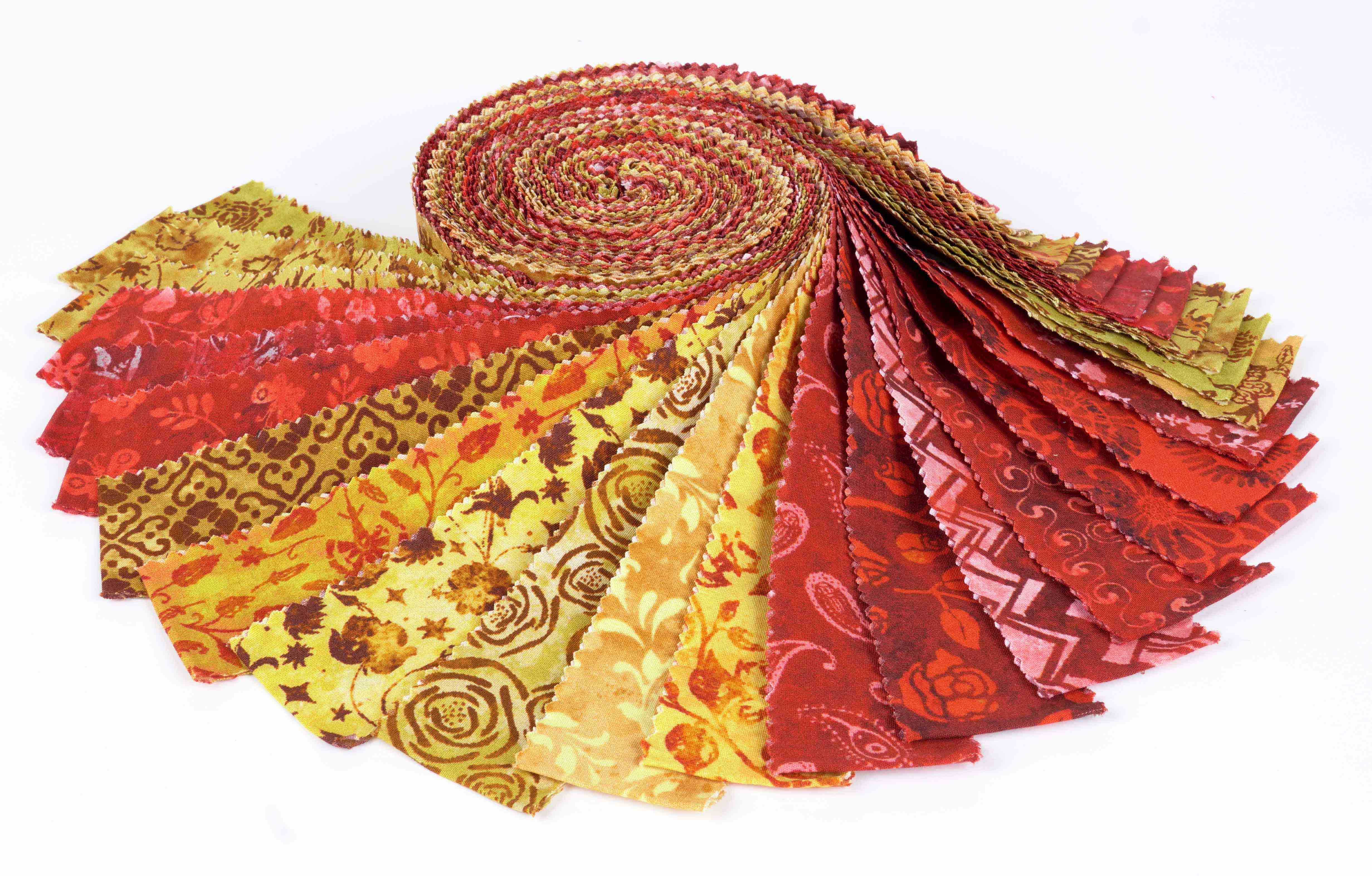 Soimoi 40Pcs Batik Print Precut Fabrics Strips Roll Up 1.5x42inches Cotton Jelly Rolls For Quilting - Red