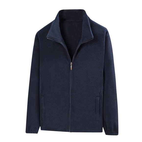 Pisexur Fleece Jacket Men Solid Full Zip Outerwear Coat with Pockets Lightweight Warm Soft Mens Jacket Windproof Long Sleeve Stand Up Collar Polar Jackets for Men M-5XL Blue