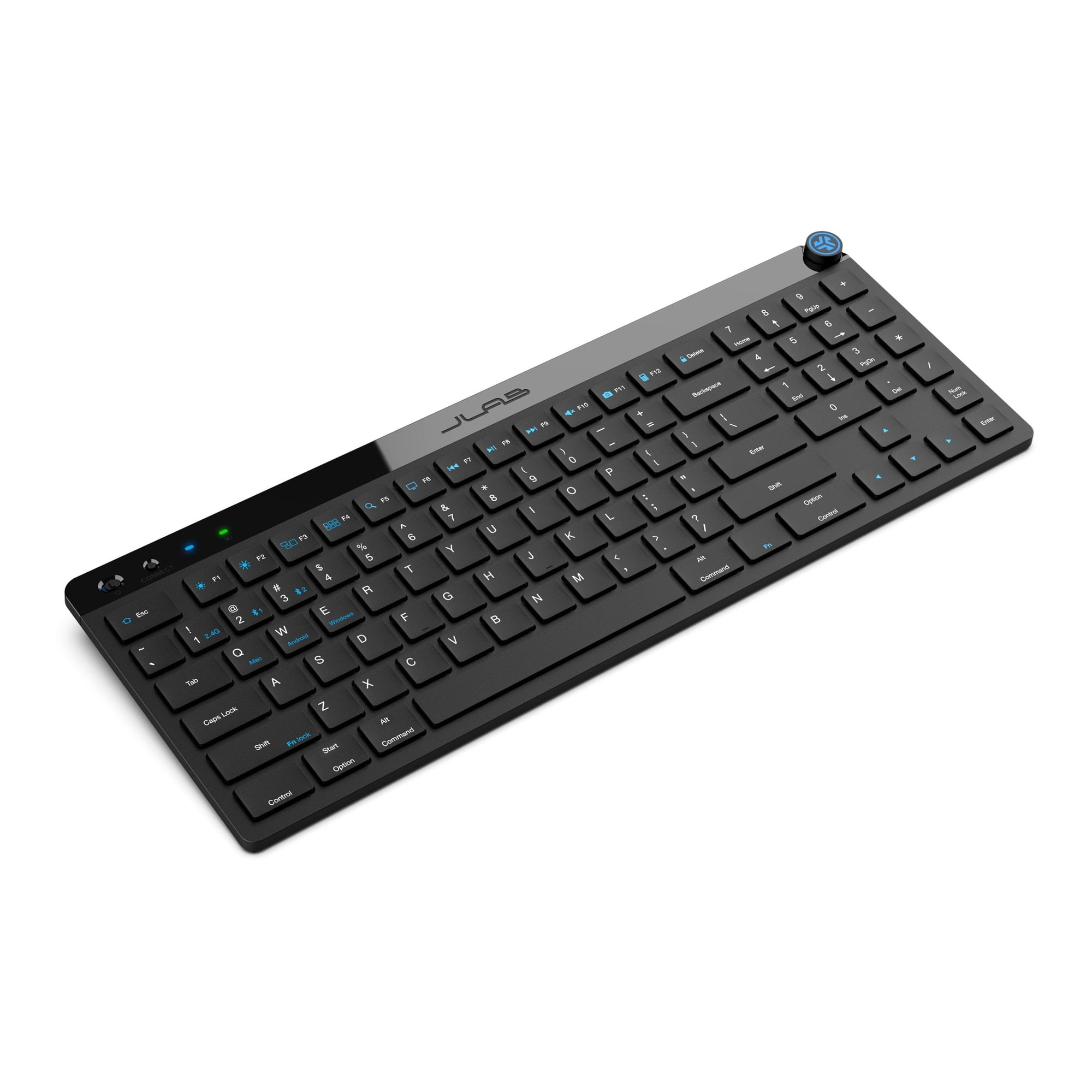 JLab JBuds Keyboard, Media Volume Knob, 2.4 GHz Wireless, Bluetooth 5.2, QWERTY, Rechargeable, Black