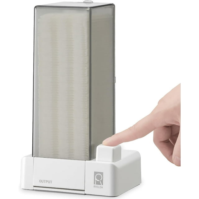Distributeur de Tampons de Coton Ryelea, Support de Coton pour Démaquillage Automatique à Pression, Utilisation et Ramassage Mural Optionnels, Design Fermé Anti-Poussière et Hygiénique (Gris)