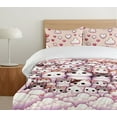 thumbnail image 4 of Ambesonne Cats Duvet Cover Set, Dreamy Kittens Cloudy Scene, Queen, Ginger Purple Grey and Blush, 4 of 4