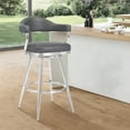 thumbnail image 7 of Armen Living Indoor Amador 26" Counter Height Barstool in Brushed Stainless Steel and Vintage Gray Faux Leather, 7 of 7