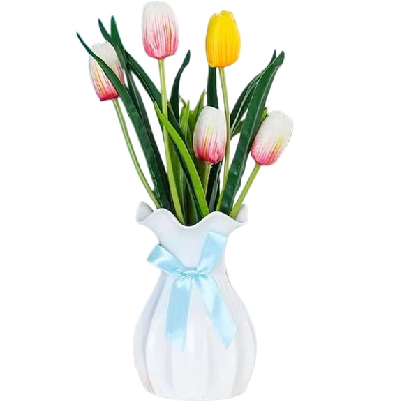 1 Pack Plastic Flower Vase, Unbreakable Ceramic-Look Vase, Pink Decorative Vase for Home Decor Centerpieces & Bouquet Arranging