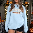 thumbnail image 2 of Arlun Pumpkin Season Sweatshirts Women's Fashion Letter Printed Halloween Sweatshirts Tops Plus Size Loose Crewneck Comfortable Pullovers Long Sleeve Fall Winter Outfits Light Blue M, 2 of 2