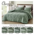 thumbnail image 5 of saney Sage Green Comforter Set Oversized King Size 3-Piece Fluffy Soft Lightweight Bedding Honeycomb Geometric Quilted Stone-Washed Microfiber Comforter Set for All Season, 5 of 8