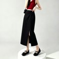 thumbnail image 6 of Wxolcjlv Womens Twist Front Midi Skirt High Waist Side Slit Slim Skirts, 6 of 6