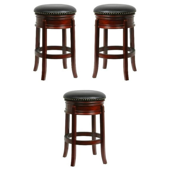 Home Square 29" Hamilton Swivel Bar Stool in Cherry - Set of 3
