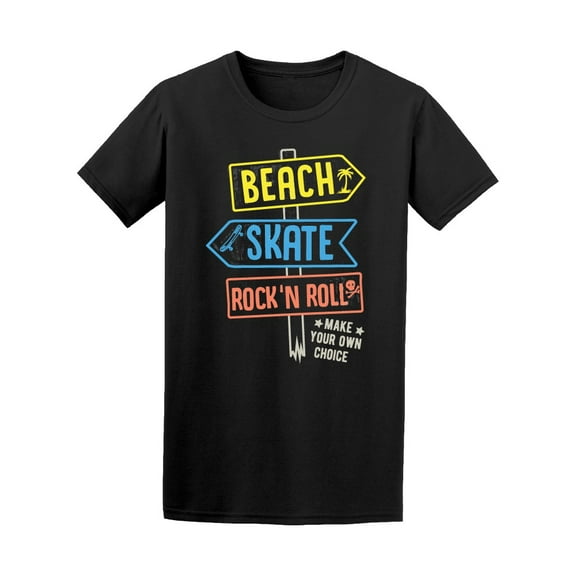 Beach Skate Rock N Roll Signs T-Shirt Men -Image by Shutterstock, Male XX-Large